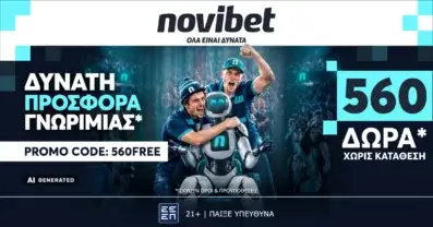 Προσφορά* χωρίς κατάθεση για το 560FREE από τη Novibet