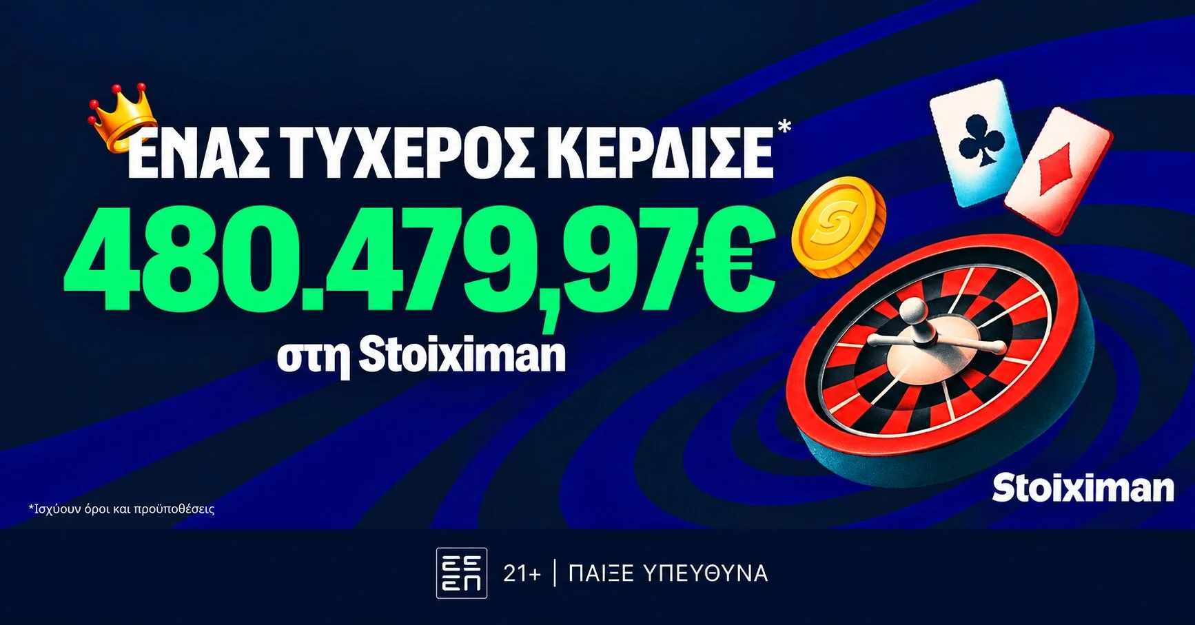 Ιστορικό Jackpot 480.479,97€ στη Stoiximan!