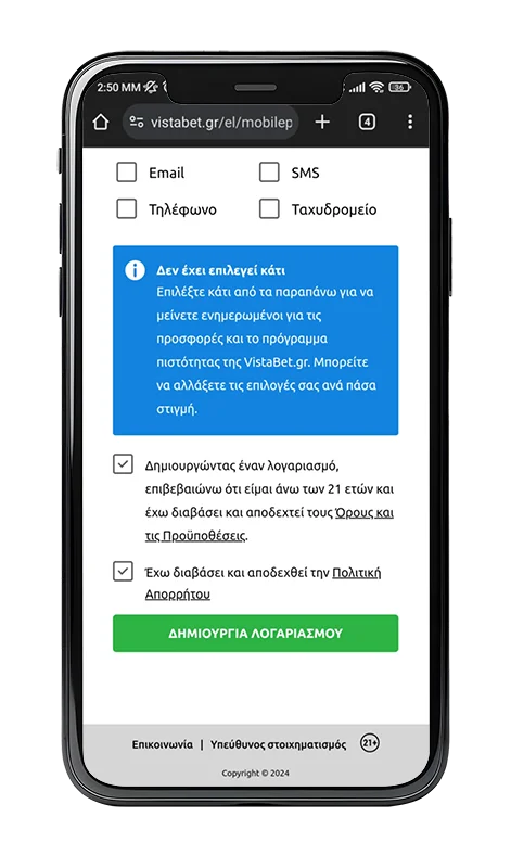 Vistabet Εγγραφή - φόρμα4